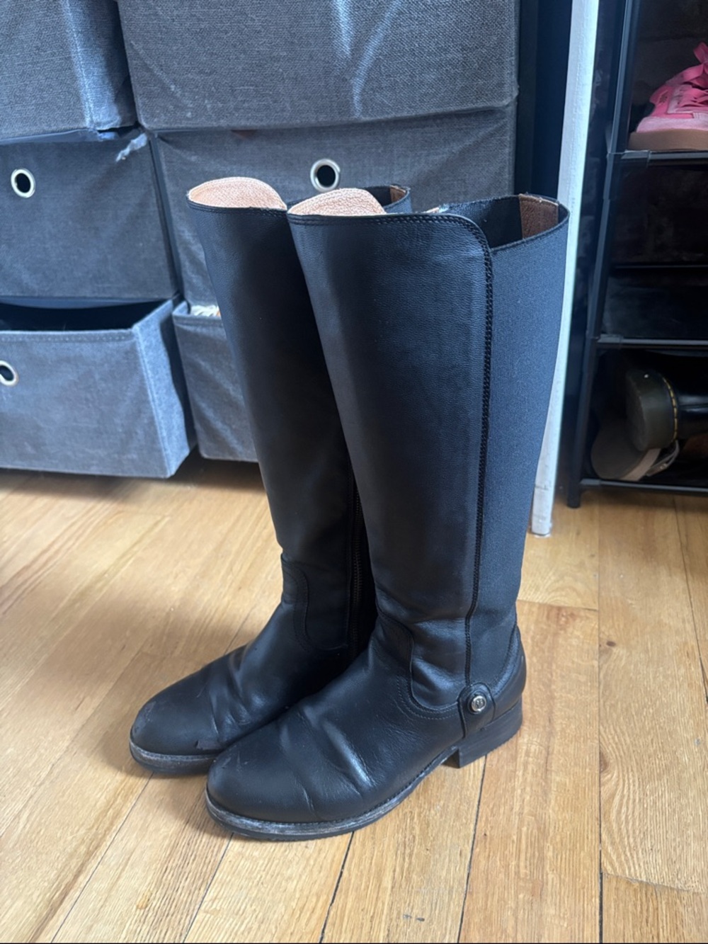 Frye Black Tall Leather Riding Boots